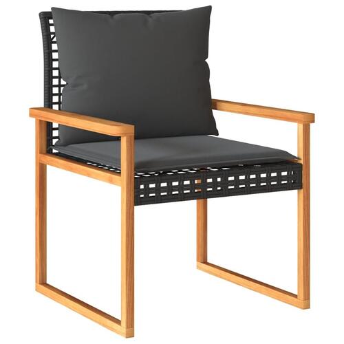 Loungesæt til haven 4 dele med hynder polyrattan sort