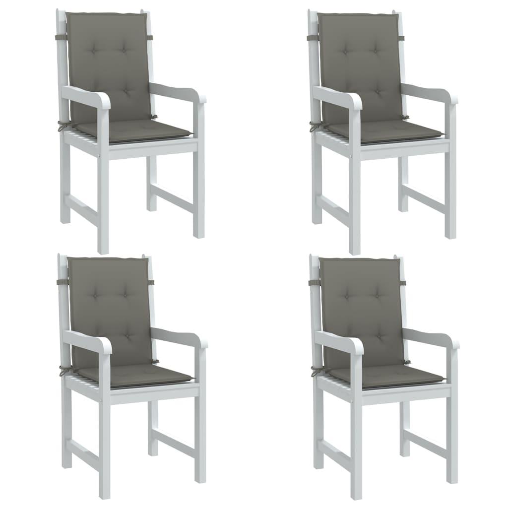 Stolehynder med lav ryg 4 stk. 100x50x4 cm stof mørkegrå
