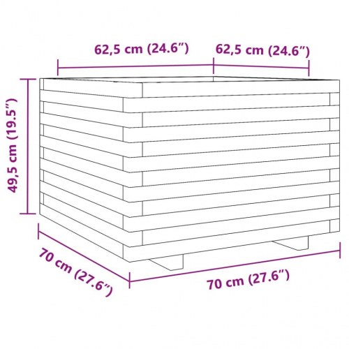 Plantekasse 70x70x49,5 cm imprægneret fyrretræ