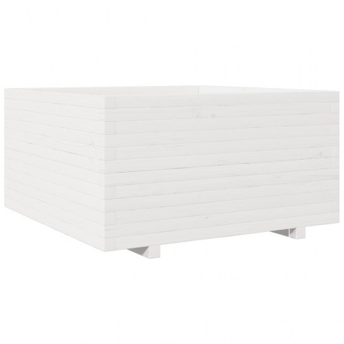 Plantekasse i massivt fyrretræ 90 x 90 x 49,5 cm - hvid