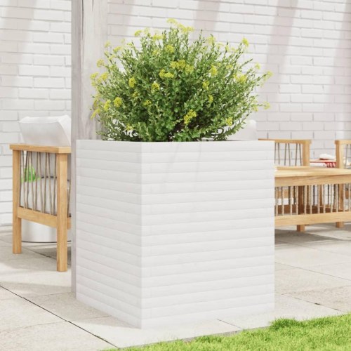 Plantekasse 60 x 60 x 68,5 cm i massivt fyrretræ - hvid