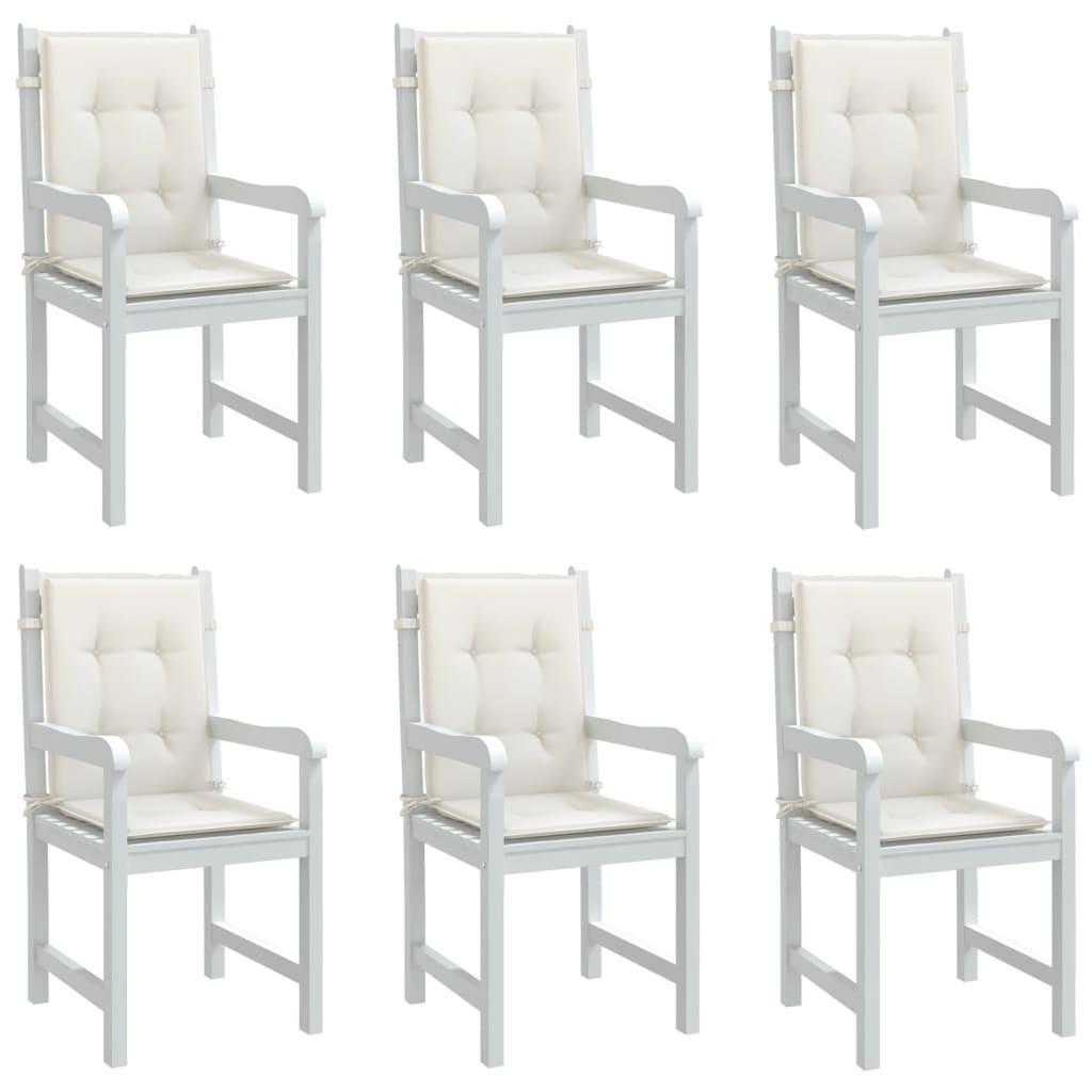 Stolehynder med lav ryg 6 stk. 100x50x4 cm stof cremefarvet