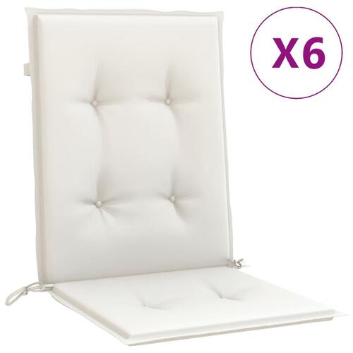 Stolehynder med lav ryg 6 stk. 100x50x4 cm stof cremefarvet