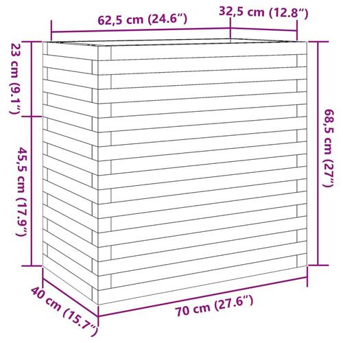 Plantekasse 70x40x68,5 cm massivt fyrretræ gyldenbrun