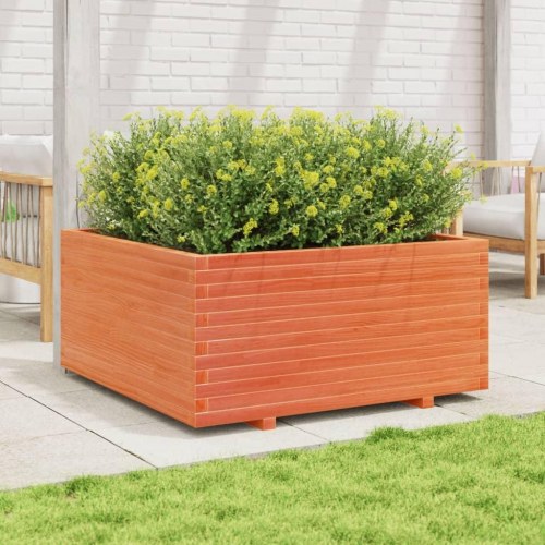 Plantekasse i massivt fyrretræ 100 x 100 x 49,5 cm - gyldenbrun