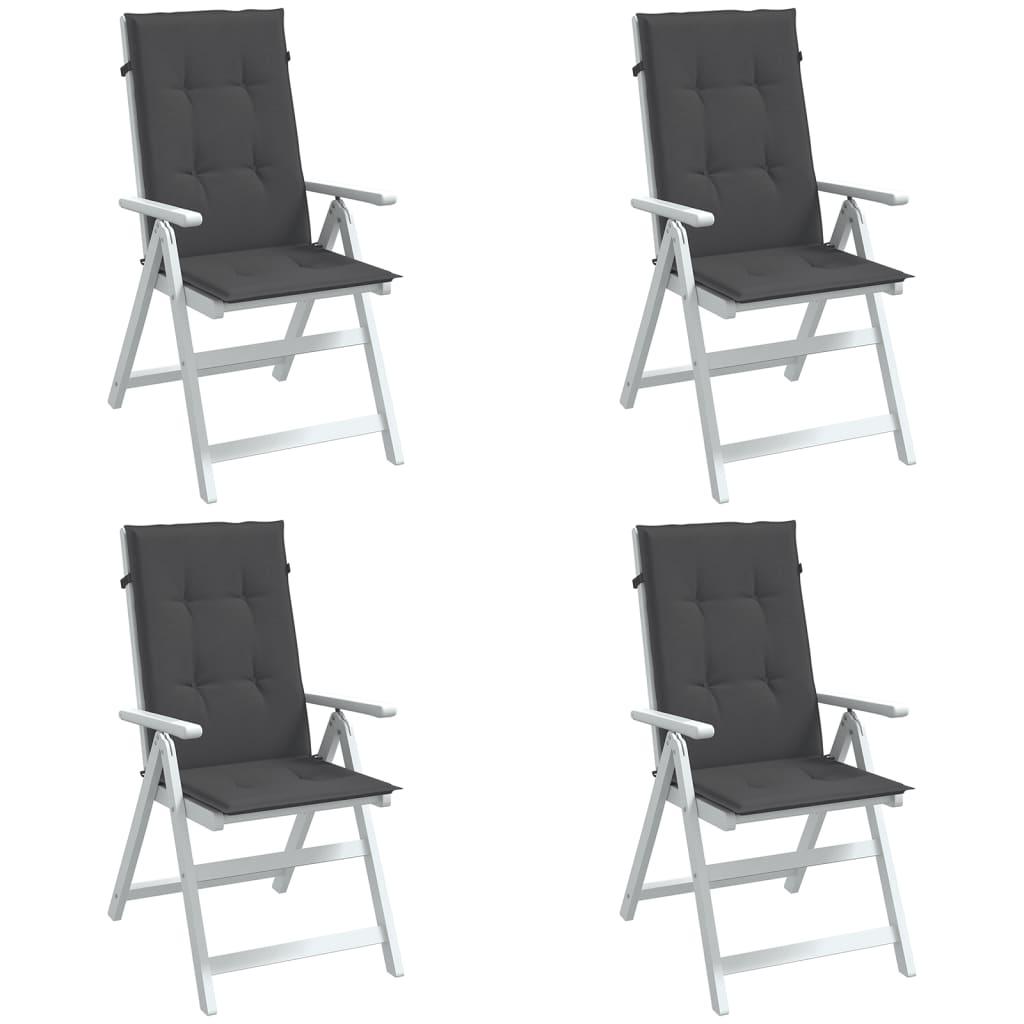 Stolehynder med høj ryg 4 stk. 120x50x4 cm stof antracitgrå