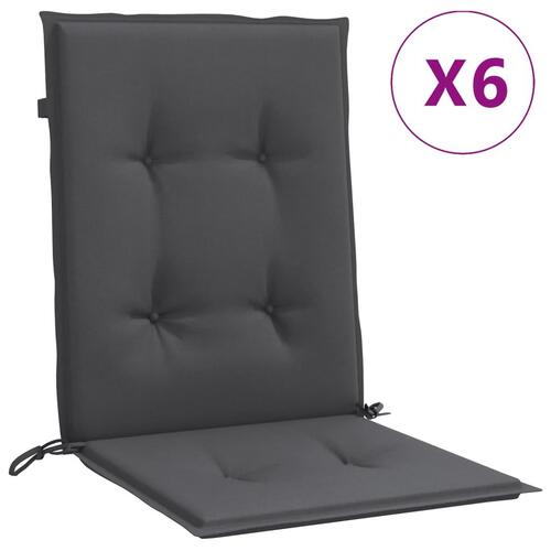 Stolehynder med lav ryg 6 stk. 100x50x4cm stof antracitgrå