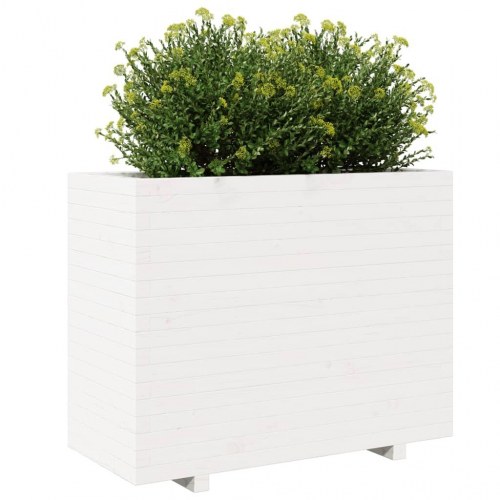 Plantekasse 90x40x72,5 cm massivt fyrretræ hvid