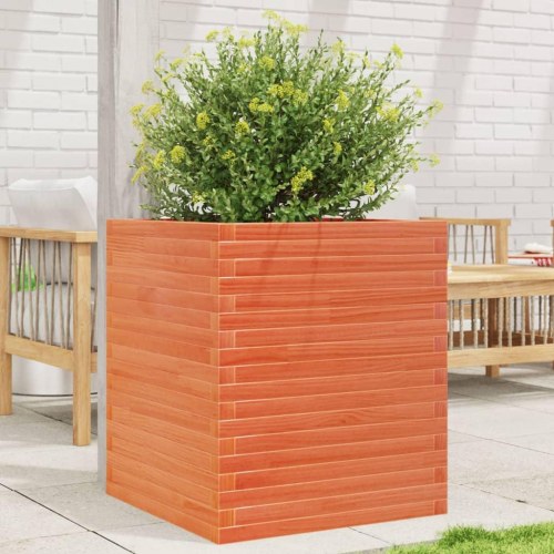 Plantekasse i massivt fyrretræ 60 x 60 x 68,5 cm - gyldenbrun