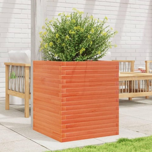 Plantekasse i massivt fyrretræ 60 x 60 x 68,5 cm - gyldenbrun