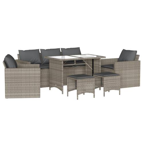 Sofasæt til haven 6 dele med hynder polyrattan lysegrå