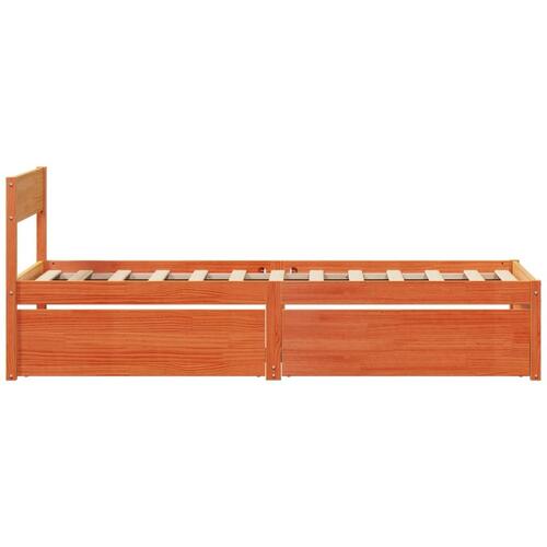 Sengeramme med skuffer 90x200 cm massivt fyrretræ gyldenbrun
