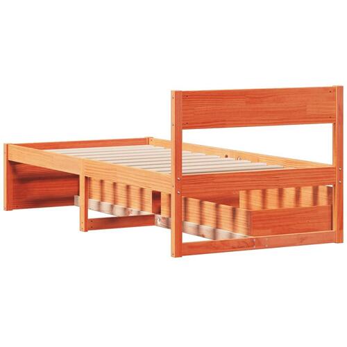 Sengeramme med skuffer 90x200 cm massivt fyrretræ gyldenbrun