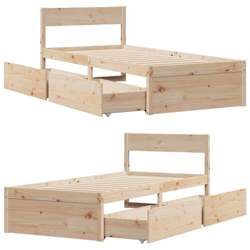 Sengeramme uden madras 90x190 cm massivt fyrretræ
