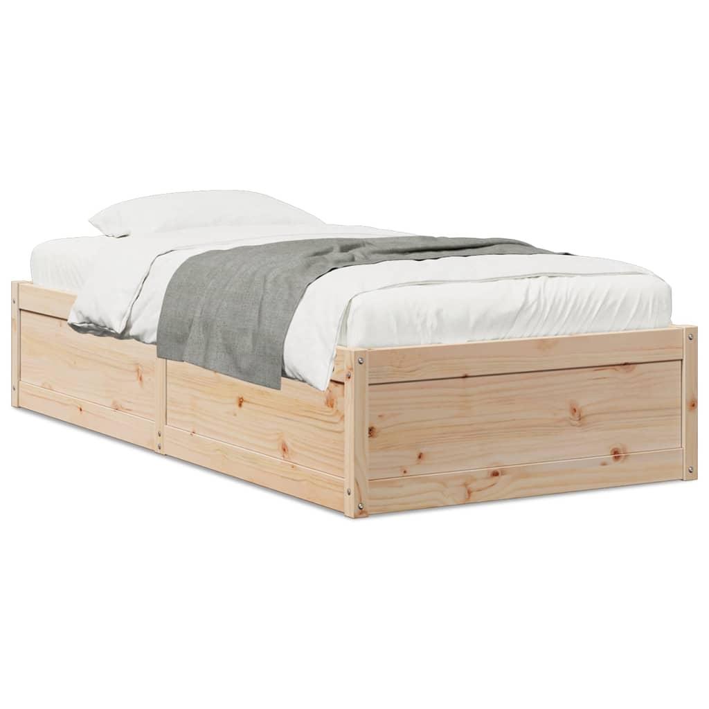 Sengeramme uden madras 90x200 cm massivt fyrretræ billede