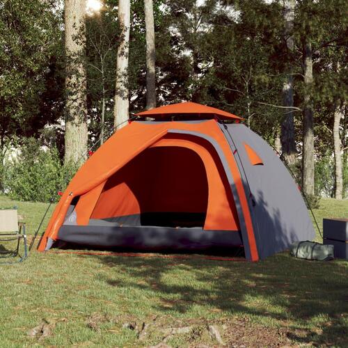 4-personers campingtelt kuppel quick-release grå og orange