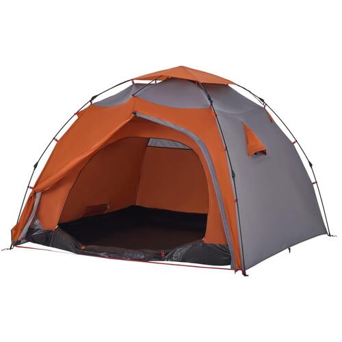 4-personers campingtelt kuppel quick-release grå og orange
