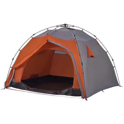 4-personers campingtelt kuppel quick-release grå og orange