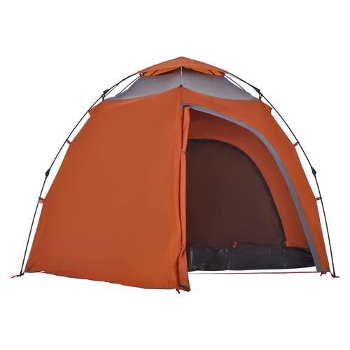 4-personers campingtelt kuppel quick-release grå og orange