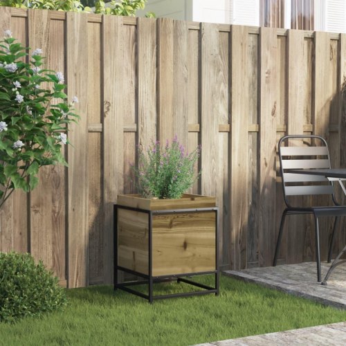 Plantekasse 40×40×50 cm i imprægneret fyrretræ med stålstel