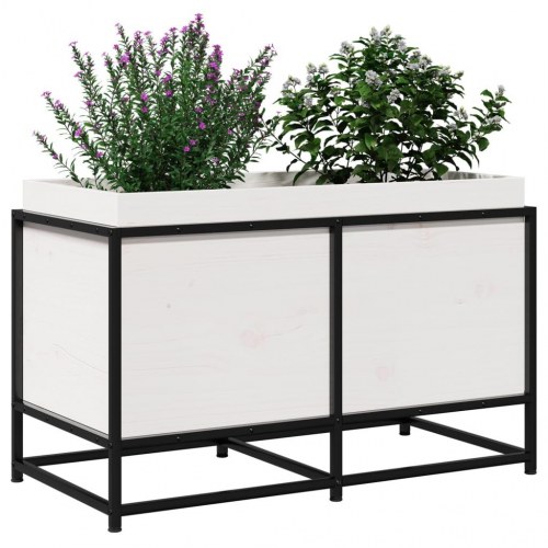 Plantekasse 80x40x50 cm massivt fyrretræ hvid