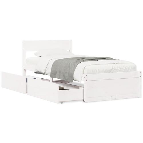 Sengeramme uden madras 90x190 cm massivt fyrretræ hvid