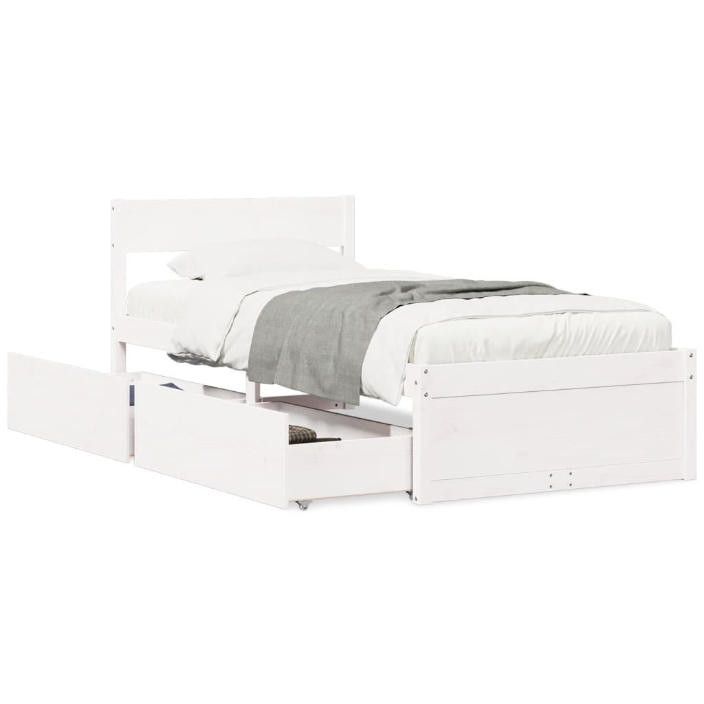 Sengeramme uden madras 90x190 cm massivt fyrretræ hvid