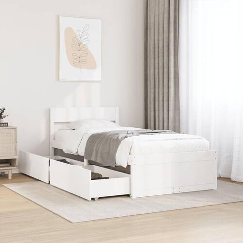 Sengeramme uden madras 90x190 cm massivt fyrretræ hvid