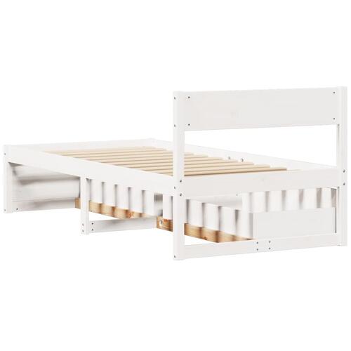 Sengeramme uden madras 90x190 cm massivt fyrretræ hvid