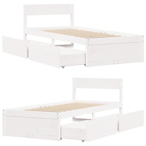 Sengeramme uden madras 90x190 cm massivt fyrretræ hvid