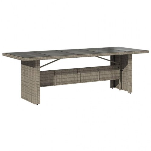 Havebord med glastop 240 × 90 × 75 cm i grå polyrattan