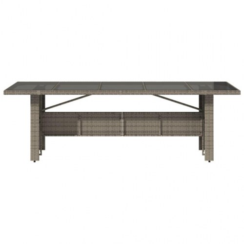 Havebord med glastop 240 × 90 × 75 cm i grå polyrattan