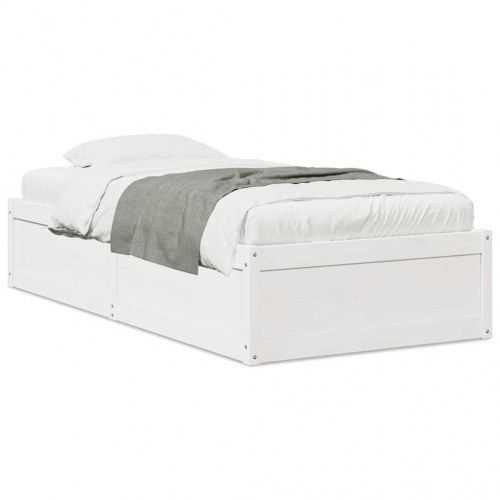 Sengeramme uden madras 75x190 cm massivt fyrretræ hvid