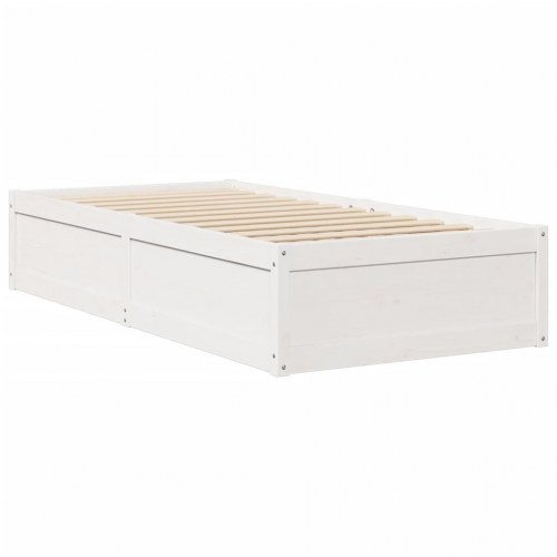 Sengeramme uden madras 75x190 cm massivt fyrretræ hvid