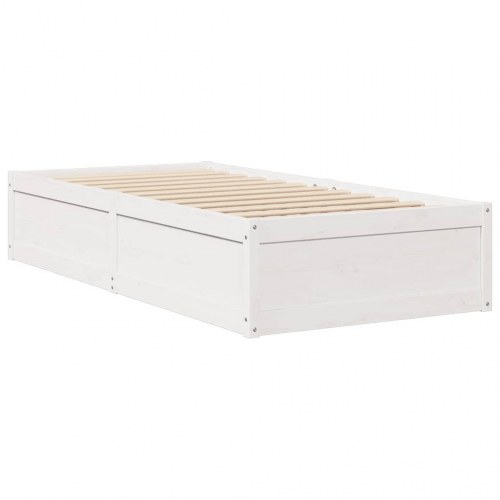 Sengeramme uden madras 75x190 cm massivt fyrretræ hvid