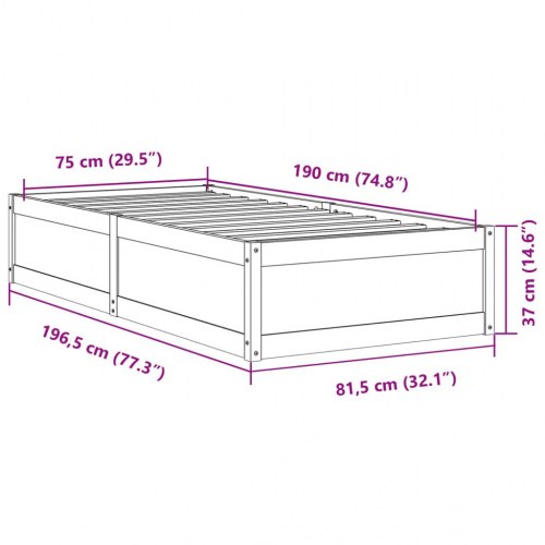 Sengeramme uden madras 75x190 cm massivt fyrretræ hvid