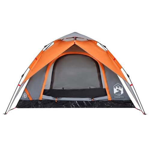 4-personers campingtelt kuppel quick-release grå og orange