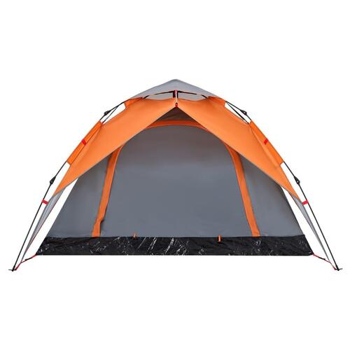 4-personers campingtelt kuppel quick-release grå og orange
