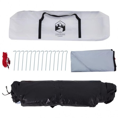 4-personers campingtelt kuppel quick-release mørklægning hvid