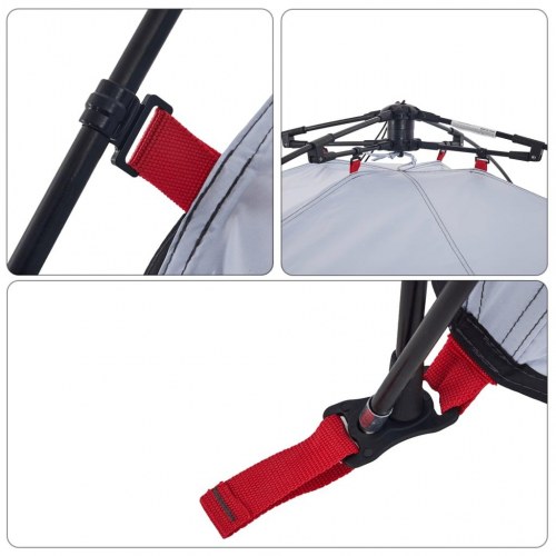 4-personers campingtelt kuppel quick-release mørklægning hvid