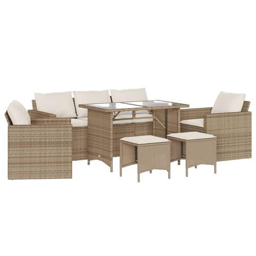 Sofasæt til haven 6 dele med hynder polyrattan beige