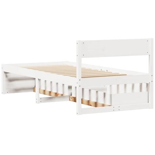 Sengeramme uden madras 100x200 cm massivt fyrretræ hvid