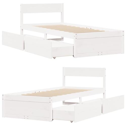 Sengeramme uden madras 100x200 cm massivt fyrretræ hvid