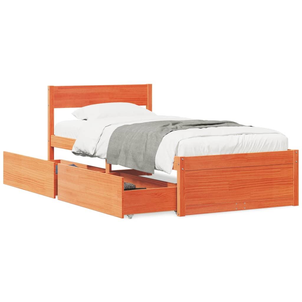 Sengeramme uden madras 75x190 cm massivt fyrretræ gyldenbrun