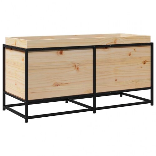Plantekasse i massivt fyrretræ med stålstel - 100 × 40 × 50 cm