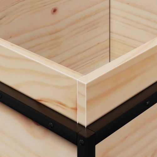 Plantekasse i massivt fyrretræ med stålstel - 100 × 40 × 50 cm
