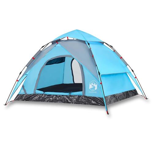3-personers campingtelt kuppel quick-release blå