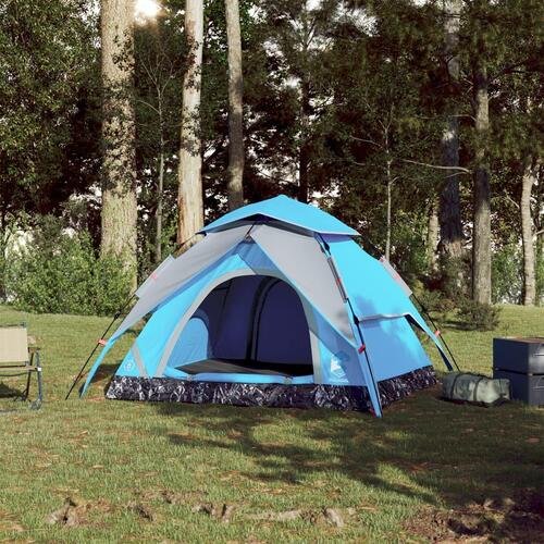 3-personers campingtelt kuppel quick-release blå