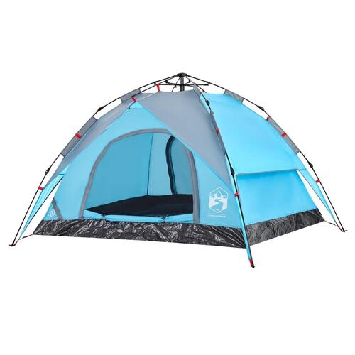 3-personers campingtelt kuppel quick-release blå