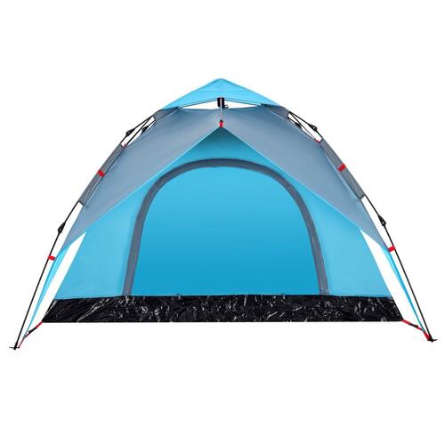 3-personers campingtelt kuppel quick-release blå